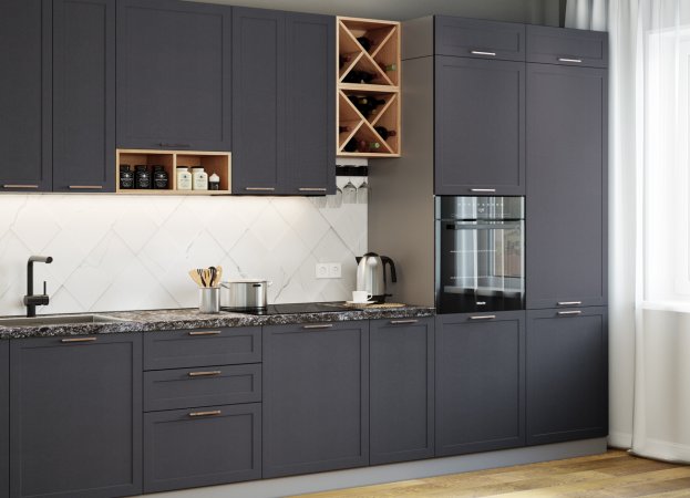 Модульная кухня Квадро (Графит софт)