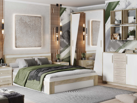 Спальня Эдем-1 комплект 1  (Сонома / Белый жемчуг)