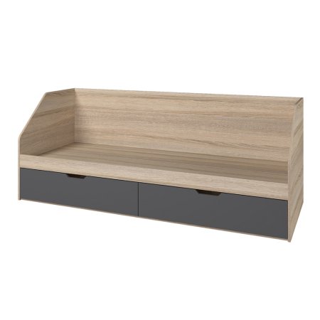 Ненси Кровать 800/2 80х200 с ящиками БЕЗ ручек (Сонома/Графит софт)