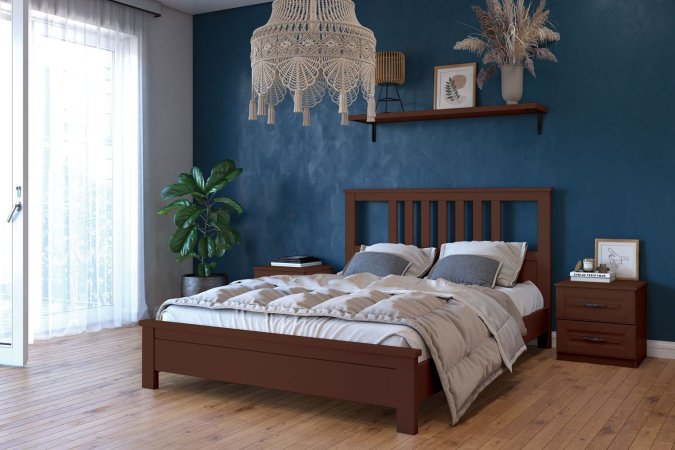 Лаура кровать 160х200 + металлокаркас + ножки (Орех)