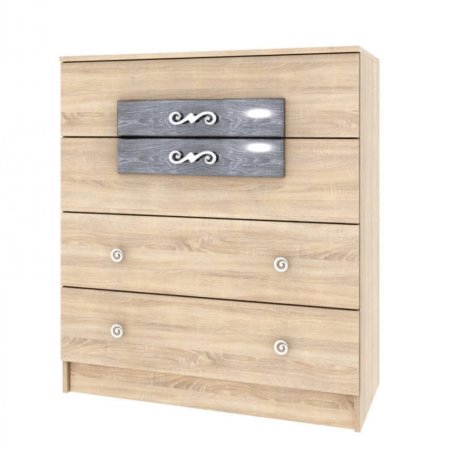 Мадлен комод (дуб сонома/МДФ дуб шале серебро)