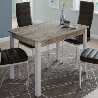 Стол Олимп-1 22 мм столешница + ножки (дуб юкон / металл белый)