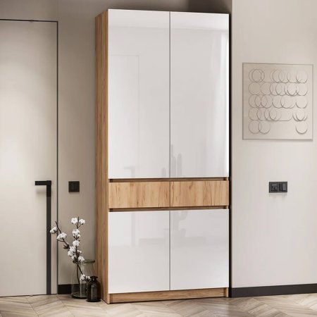 Стоуби шкаф ШК-1000 (Дуб Крафт Золотой/Белый Глянец)