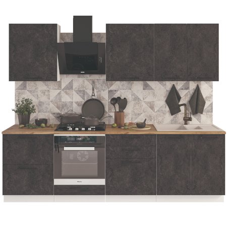 Модульная кухня Нувель (Бетон черный)