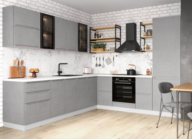Модульная кухня Тренто (Штукатурка серая)