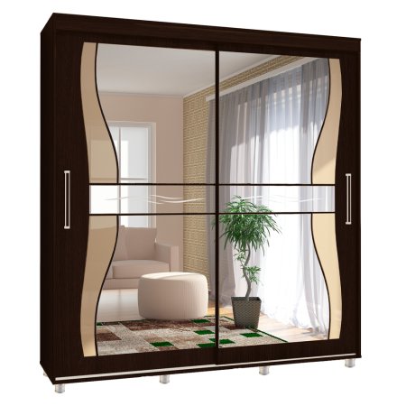 Комфорт-12 шкаф-купе Прайм Фигурные зеркала (Венге, 200)
