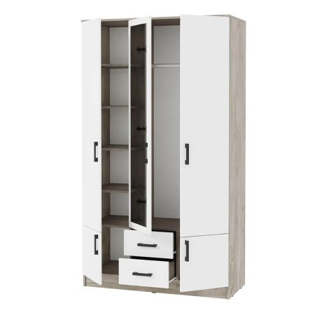 Ронда шкаф ШК-3 3 ств. (Дуб крафт серый/белый)