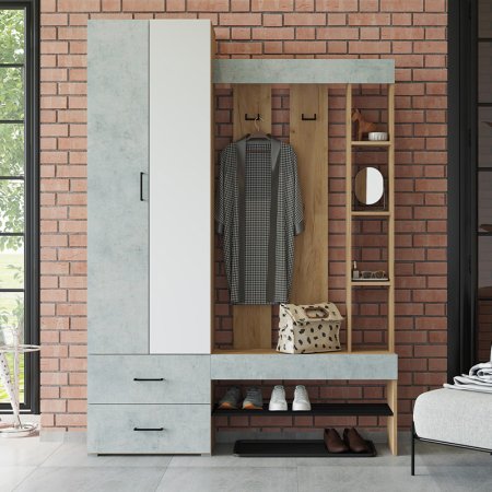 Домино прихожая (Крафт золотой/Бетон)