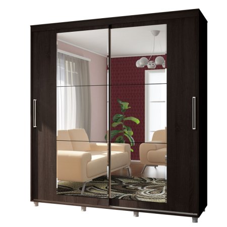 Комфорт-12 шкаф-купе Прайм Прямоугольные зеркала (Венге, 200)