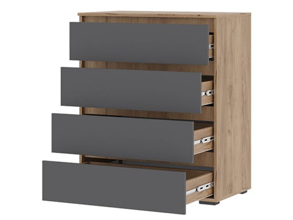 Хелен комод КМ 02 4 ящика 802 (Дуб крафт золотой/Графит)