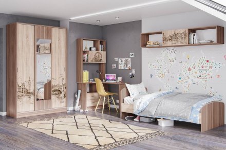 Детская Орион комплект 2 (ясень шимо/дуб сонома)