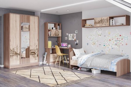 Орион шкаф-купе детский (ясень шимо/дуб сонома)