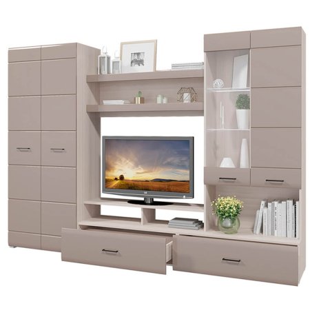 Гостиная Ненси 1 МДФ (Ясень шимо/Капучино глянец)