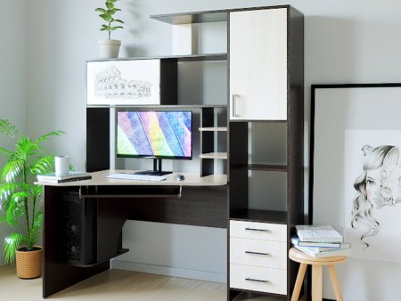 Компьютерный стол КЛ №6.0 левый (Венге / Дуб молочный)