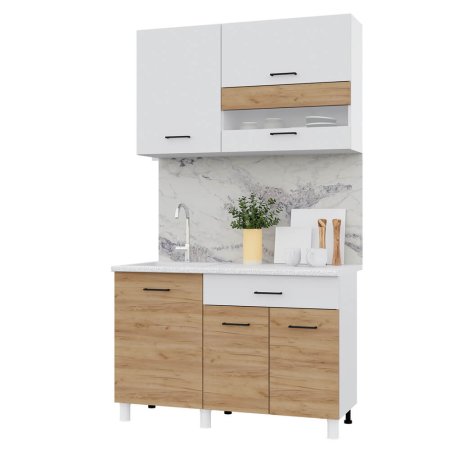 Кухня Тренд Trend 1200 ЛДСП (Белый/Крафт золотой)