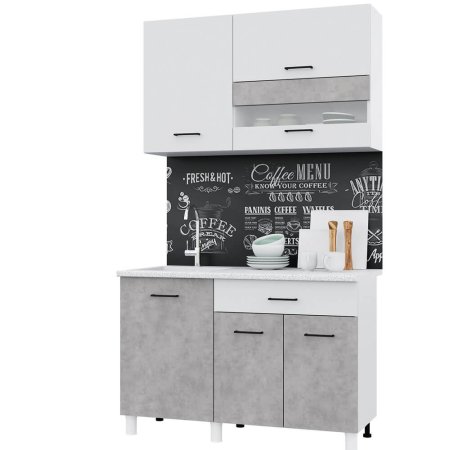 Кухня Тренд Trend 1200 ЛДСП (Белый/Бетон)