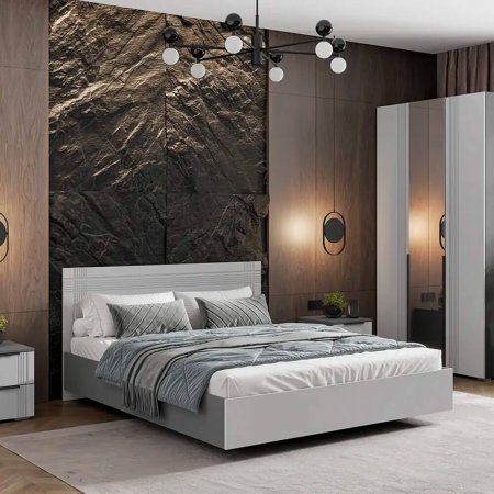 Альмерия кровать КР-160 + ортопедическое основание (серый графит/бархат серый)