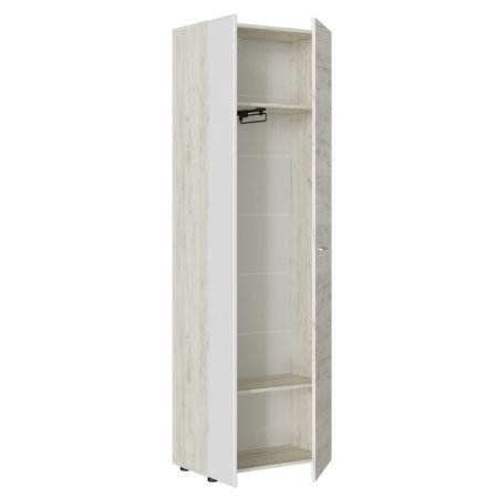 Сафари шкаф ШК-001  с выдв. штангой (Крафт белый/матовая Белый Софт)