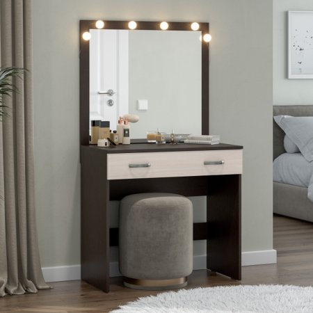 Ронда стол туалетный СТ-01 + подсветка 6 ламп (Венге/Белфорд)