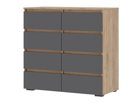 Хелен комод КМ 04 8 ящиков (Дуб крафт золотой/Графит)