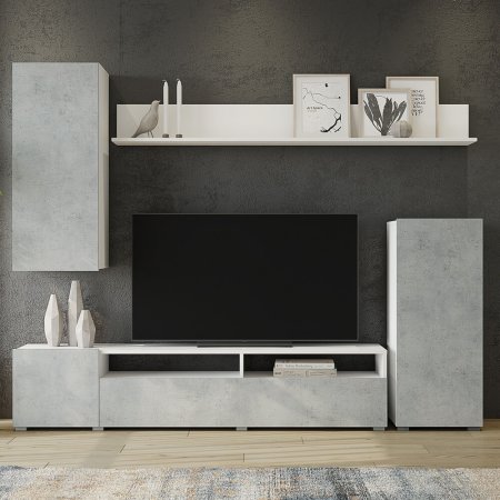 Гостиная Лира ЛДСП (Белый/Бетон)