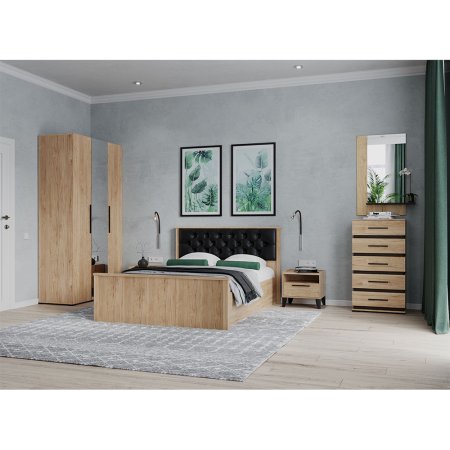 Модена кровать МКР-2 160х200 (Настил ЛДСП, Венге/Гикори рокфорд)