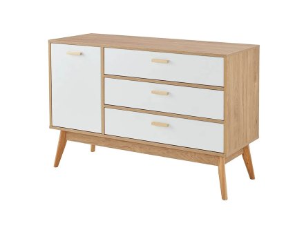 Калгари спальня комод 1200 (Дуб натуральный светлый / Белый матовый)