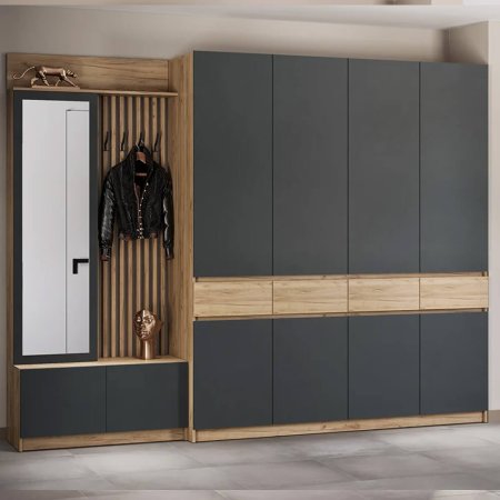 Стоуби шкаф ШК-2000 (дуб крафт золотой/серый графит)