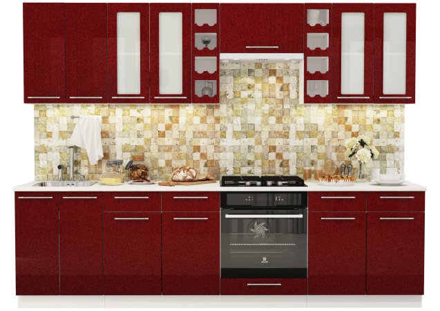 Модульная кухня Олива металлик (Металлик гранат)