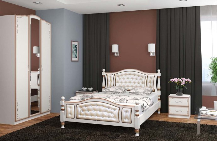 Жасмин кровать 160х200 + металлокаркас + ножки (Дуб молочный)