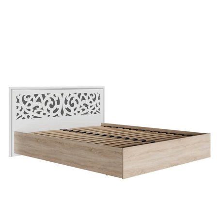 Мадлен кровать 160х200 с ортопедическим основанием (Сонома / матовая Ясень белый Эмаль Ф/п - Серебро)