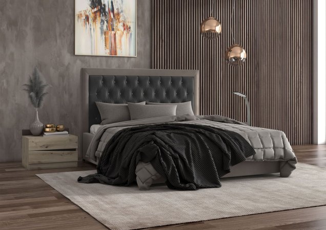 Мартина кровать 160х200 + металлокаркас + подъемный механизм (Бежевый/Холодный серый)