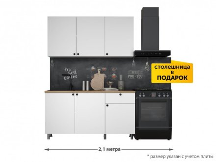 Кухня Ева 1,5м Белый (дуб классический) со столешницей