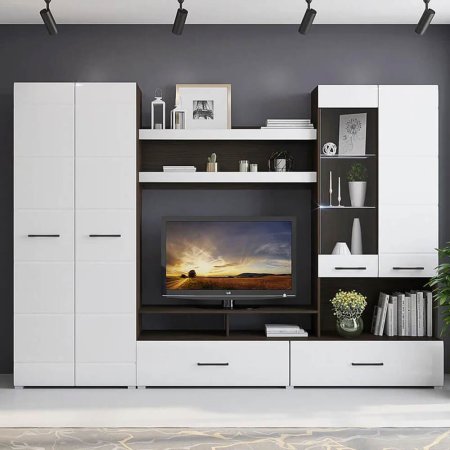 Гостиная Ненси 1 МДФ (Венге/Белый глянец)